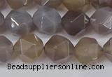 CNG6081 15.5 inches 8mm faceted nuggets grey agate beads