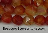 CNG6087 15.5 inches 8mm faceted nuggets red agate beads