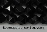 CNG6089 15.5 inches 8mm faceted nuggets black agate beads