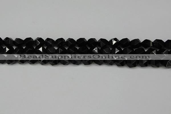 CNG6089 15.5 inches 8mm faceted nuggets black agate beads