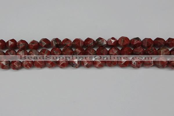 CNG6123 15.5 inches 8mm faceted nuggets brecciated jasper beads