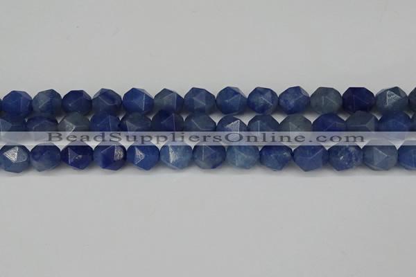 CNG6177 15.5 inches 10mm faceted nuggets blue aventurine beads