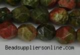 CNG6181 15.5 inches 10mm faceted nuggets unakite gemstone beads