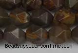 CNG6199 15.5 inches 10mm faceted nuggets coffee jasper beads