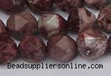 CNG6200 15.5 inches 10mm faceted nuggets red artistic jasper beads