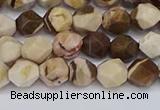 CNG6245 15.5 inches 6mm faceted nuggets zebra jasper beads