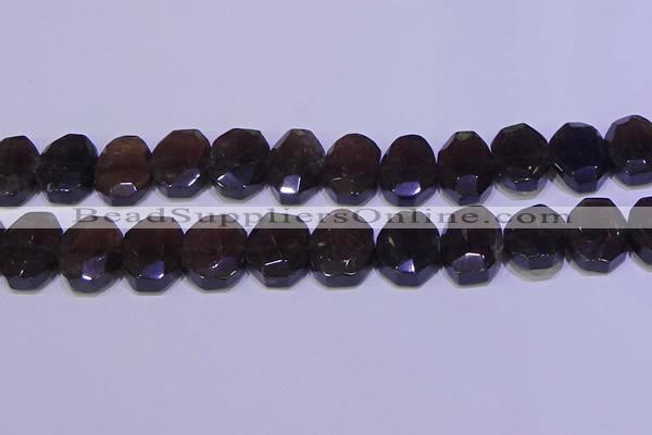 CNG6308 15.5 inches 13*18mm - 15*20mm faceted freeform smoky quartz beads