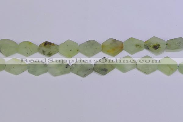 CNG6357 14*18mm - 16*22mm freeform green matte rutilated quartz beads