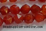 CNG6505 15.5 inches 8mm faceted nuggets red agate beads