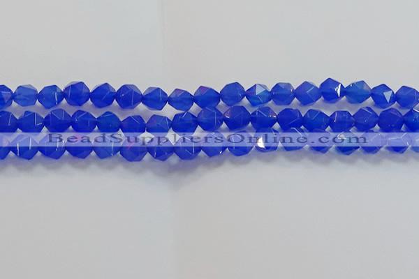 CNG6509 15.5 inches 8mm faceted nuggets blue agate beads