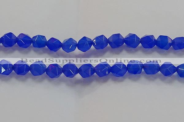 CNG6511 15.5 inches 12mm faceted nuggets blue agate beads