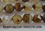 CNG6517 15.5 inches 8mm faceted nuggets line agate beads