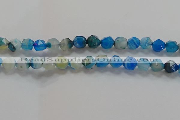 CNG6526 15.5 inches 10mm faceted nuggets line agate beads