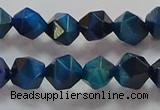 CNG6539 15.5 inches 8mm faceted nuggets blue tiger eye beads