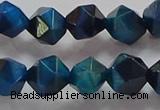 CNG6540 15.5 inches 10mm faceted nuggets blue tiger eye beads