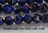 CNG6542 15.5 inches 6mm faceted nuggets blue tiger eye beads