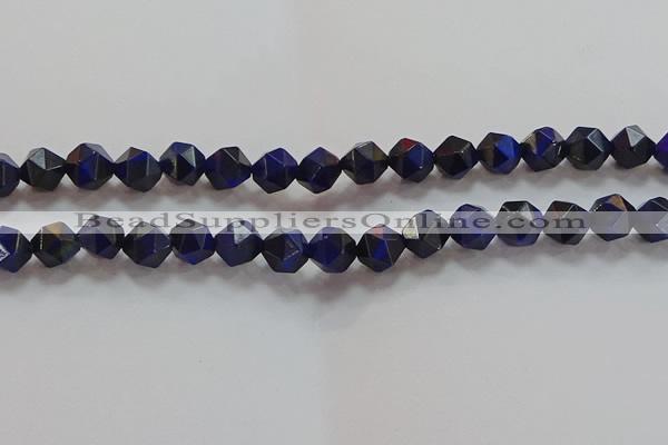 CNG6543 15.5 inches 8mm faceted nuggets blue tiger eye beads