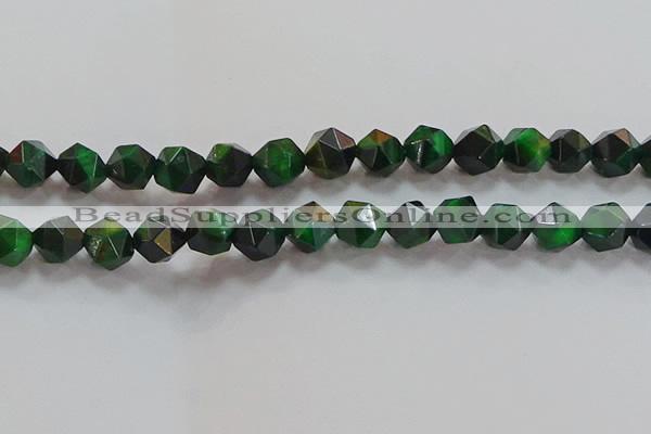 CNG6549 15.5 inches 12mm faceted nuggets green tiger eye beads