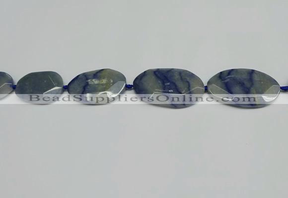 CNG7093 25*35mm - 35*45mm faceted freeform blue aventurine beads