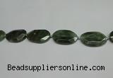 CNG7096 25*35mm - 35*45mm faceted freeform green hair stone beads