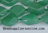 CNG7137 6*10mm - 10*14mm faceted nuggets green aventurine beads