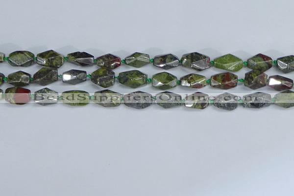 CNG7141 6*10mm - 10*14mm faceted nuggets dragon blood jasper beads