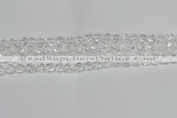 CNG7210 15.5 inches 6mm faceted nuggets white crystal beads