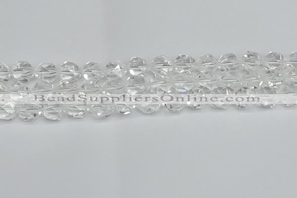 CNG7213 15.5 inches 12mm faceted nuggets white crystal beads