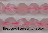 CNG7228 15.5 inches 12mm faceted nuggets rose quartz beads