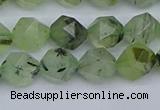 CNG7241 15.5 inches 8mm faceted nuggets green rutilated quartz beads