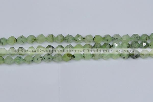 CNG7241 15.5 inches 8mm faceted nuggets green rutilated quartz beads