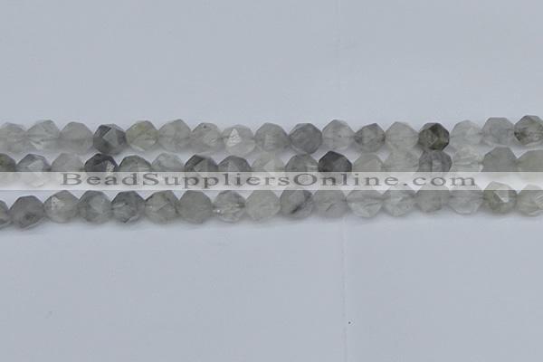 CNG7251 15.5 inches 8mm faceted nuggets cloudy quartz beads