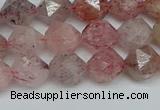 CNG7256 15.5 inches 8mm faceted nuggets strawberry quartz beads