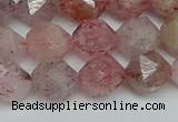 CNG7257 15.5 inches 10mm faceted nuggets strawberry quartz beads