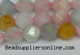 CNG7267 15.5 inches 10mm faceted nuggets morganite beads