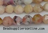 CNG7300 15.5 inches 6mm faceted nuggets pink opal gemstone beads