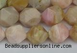 CNG7302 15.5 inches 10mm faceted nuggets pink opal gemstone beads