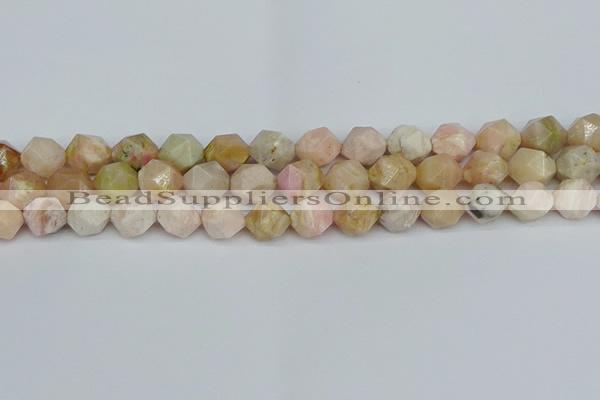 CNG7302 15.5 inches 10mm faceted nuggets pink opal gemstone beads