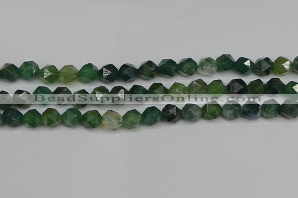 CNG7338 15.5 inches 12mm faceted nuggets moss agate beads