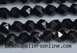 CNG7350 15.5 inches 6mm faceted nuggets Black agate beads