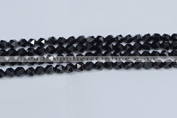 CNG7351 15.5 inches 8mm faceted nuggets Black agate beads