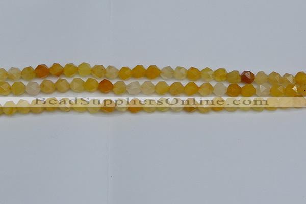 CNG7355 15.5 inches 6mm faceted nuggets yellow jade beads