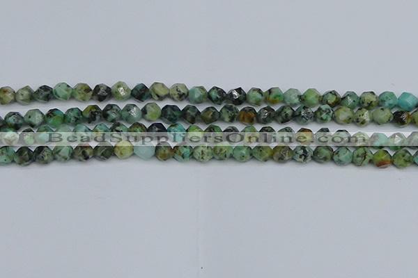 CNG7385 15.5 inches 6mm faceted nuggets African turquoise beads