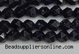 CNG7405 15.5 inches 6mm faceted nuggets blue goldstone beads