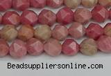 CNG7420 15.5 inches 6mm faceted nuggets rhodochrosite beads