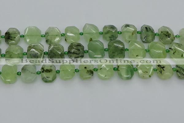 CNG7452 12*16mm - 15*20mm faceted freeform prehnite beads