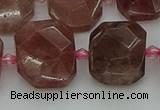 CNG7455 12*16mm - 15*20mm faceted freeform strawberry quartz beads