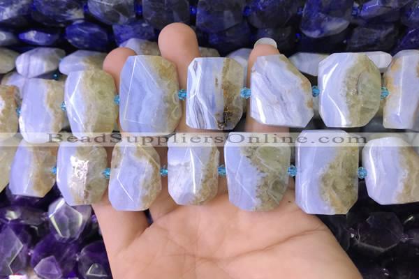 CNG7479 18*25mm - 20*28mm faceted freeform blue lace agate beads