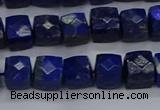 CNG7489 15.5 inches 8*8mm faceted nuggets lapis lazuli beads