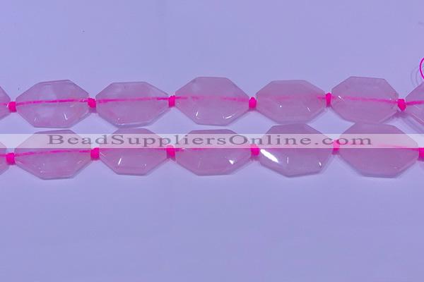 CNG7510 15.5 inches 25*35mm - 30*40mm faceted freeform rose quartz beads